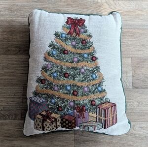 Vintage Embroidered Tapestry Christmas Tree Decor Pillow